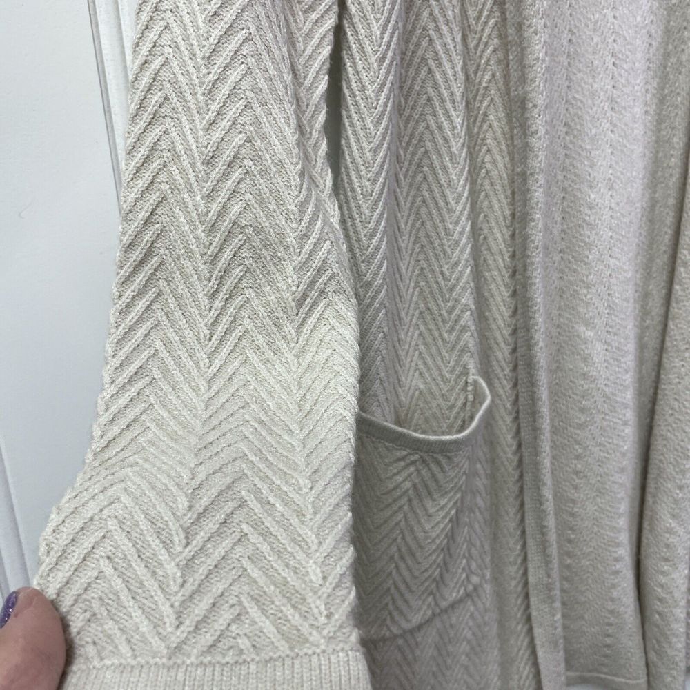 Magnolia Grace Callie Structured 2 Pocket Open Front Chevron Textured Cardigan S - Picture 4 of 8